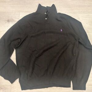 Ralph Lauren Black Turtleneck Sweater with Purple Logo